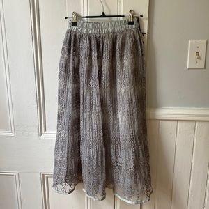 Pleated Grey Lace Midi Skirt